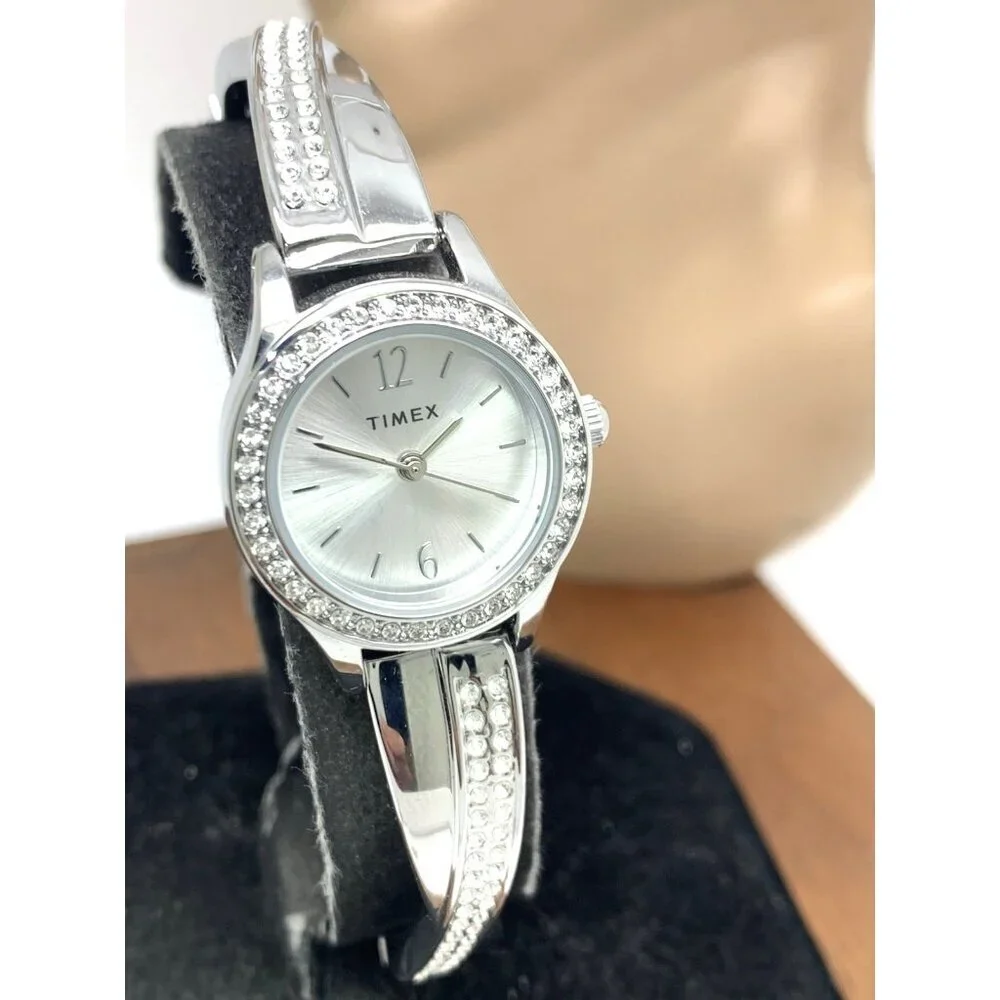 Timex Women's Watch TW2T58000 Quartz Gemmed Silver Dial Stainless Steel 23mm